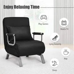 Multifunctional Folding Sofa Bed Space Saving – Black