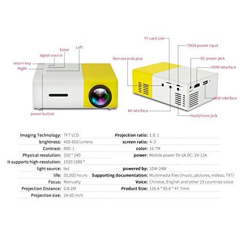 SEC YG-300 Mini Portable (600 Lumens Video 1080P)High Resolution LED Projector