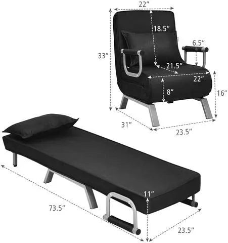 Multifunctional Folding Sofa Bed Space Saving – Black