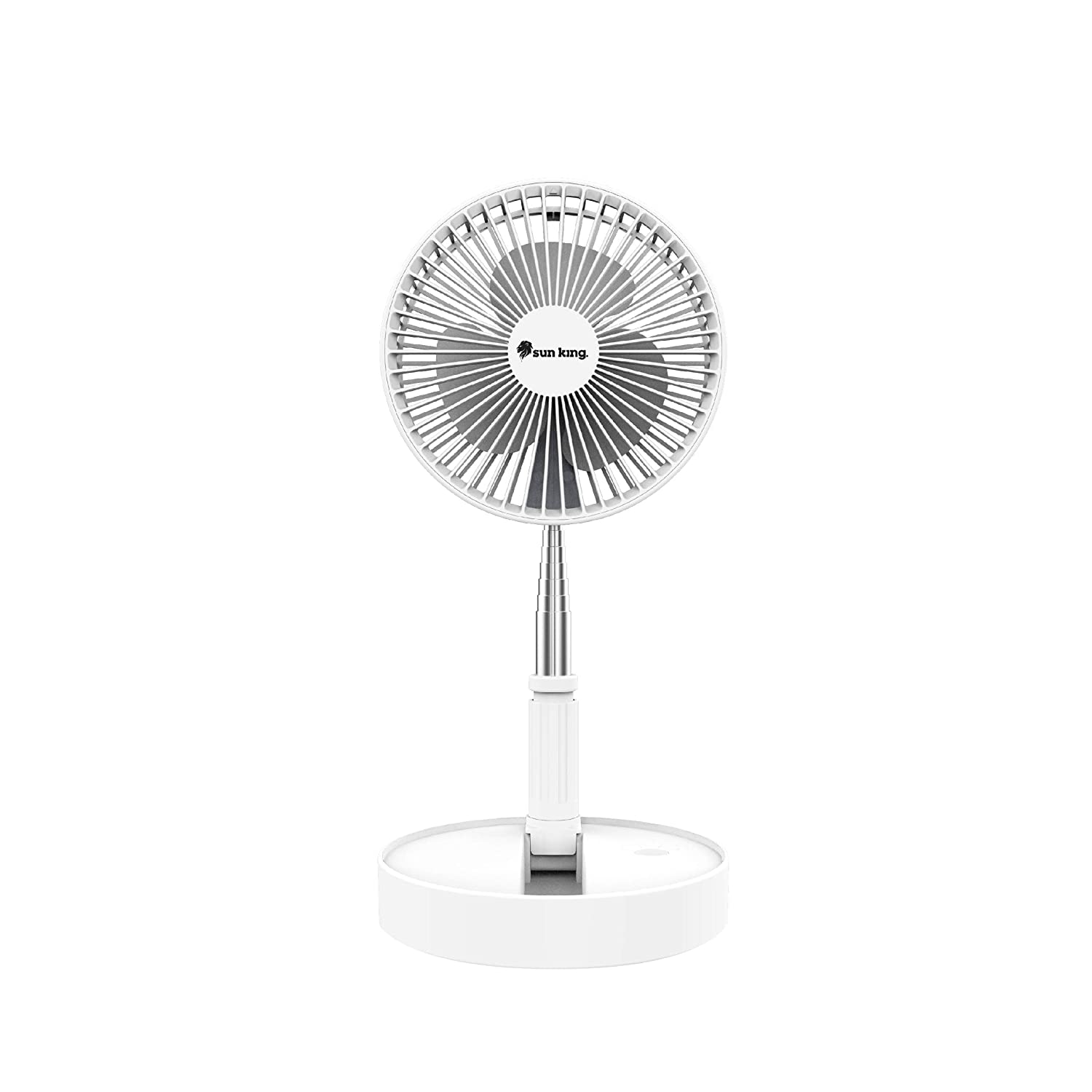 Sun King Pedestal Silent and Portable High Speed Foldable Table Fan with USB Charging Feature | White