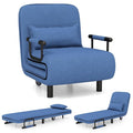 Convertible Sofa Bed Folding Arm Chair Sleeper Leisure Recliner Lounge Couch (Blue)