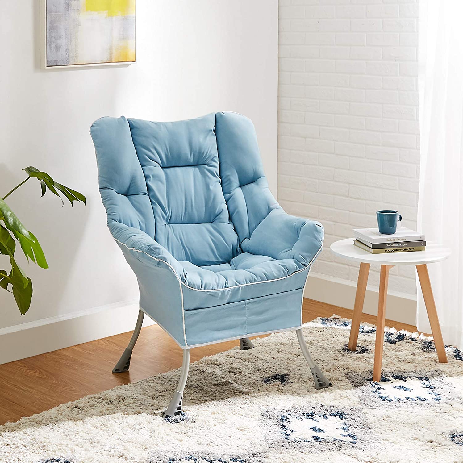 Solimo Convy High Back Sofa Chair (Metal, Blue)