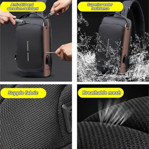 USB charging sport sling Anti-theft shoulder bag