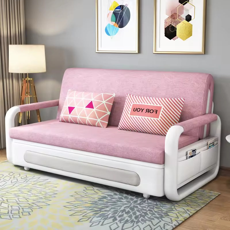 Modern European Style Three-Seater Convertible Foldable Sofa Bed with Storage for Bedroom Hotel School-Fabric Upholstery