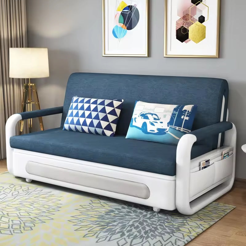 Modern European Style Three-Seater Convertible Foldable Sofa Bed with Storage for Bedroom Hotel School-Fabric Upholstery