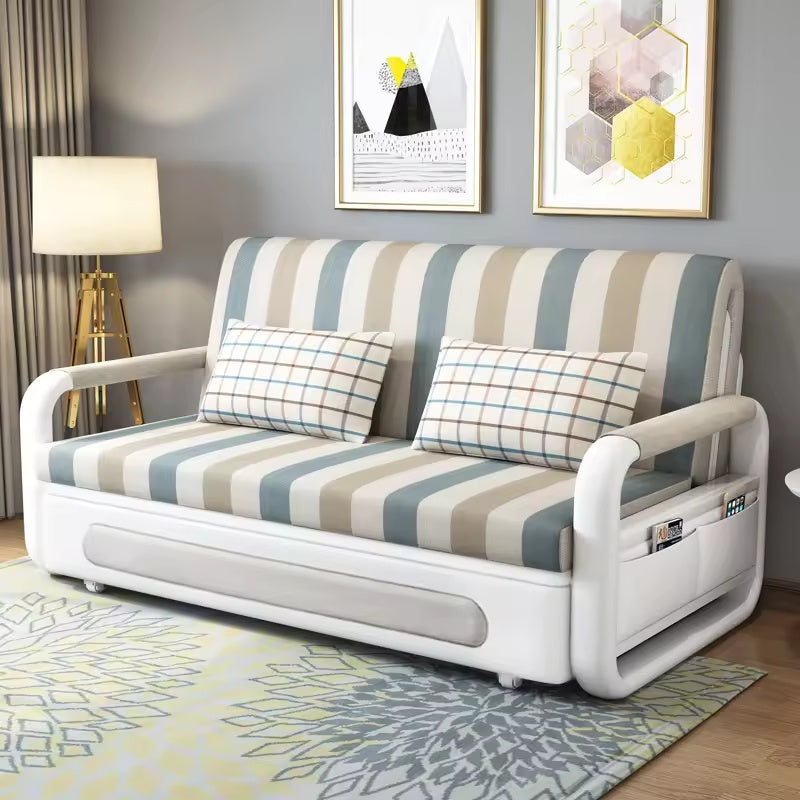 Modern European Style Three-Seater Convertible Foldable Sofa Bed with Storage for Bedroom Hotel School-Fabric Upholstery