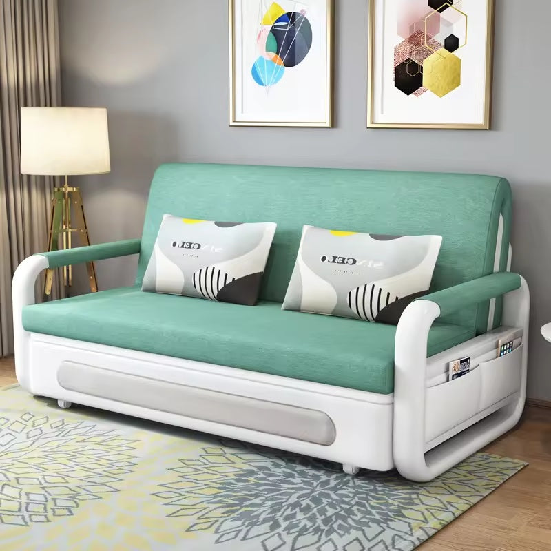 Modern European Style Three-Seater Convertible Foldable Sofa Bed with Storage for Bedroom Hotel School-Fabric Upholstery