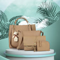 Women's PU Leather Handbag Combo (4-Teddy-Cream)