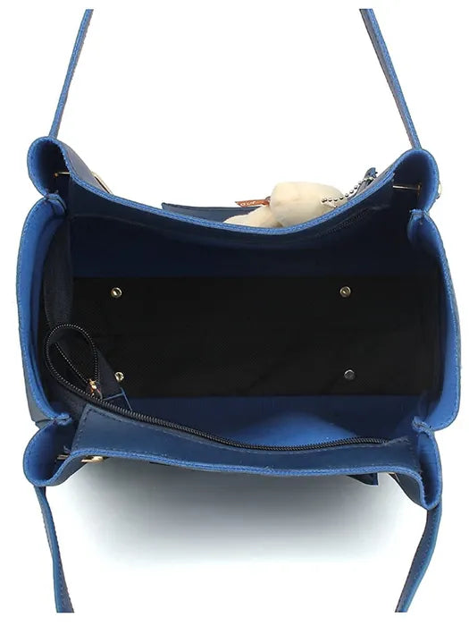 Women's PU Leather Handbag Combo (4-Teddy-Blue)