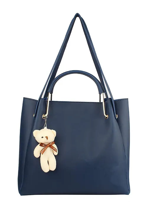 Women's PU Leather Handbag Combo (4-Teddy-Blue)