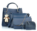 Women's PU Leather Handbag Combo (4-Teddy-Blue)