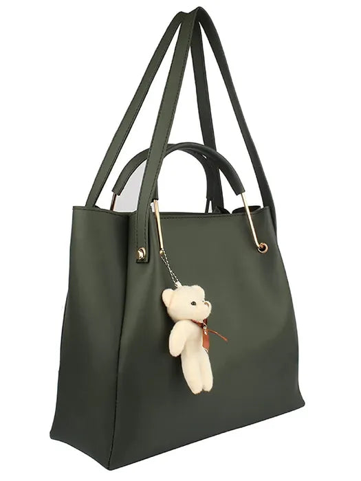 Women's PU Leather Handbag Combo (4-Teddy-Green)