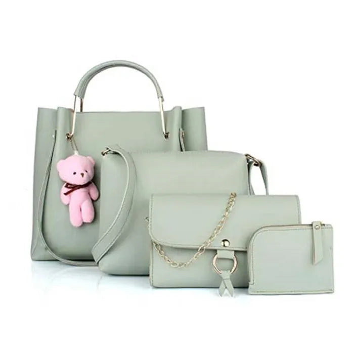 Women's PU Leather Handbag Combo (4-Teddy-Mint)