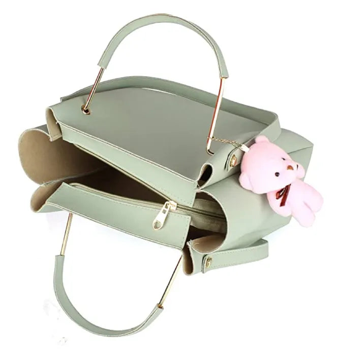 Women's PU Leather Handbag Combo (4-Teddy-Mint)