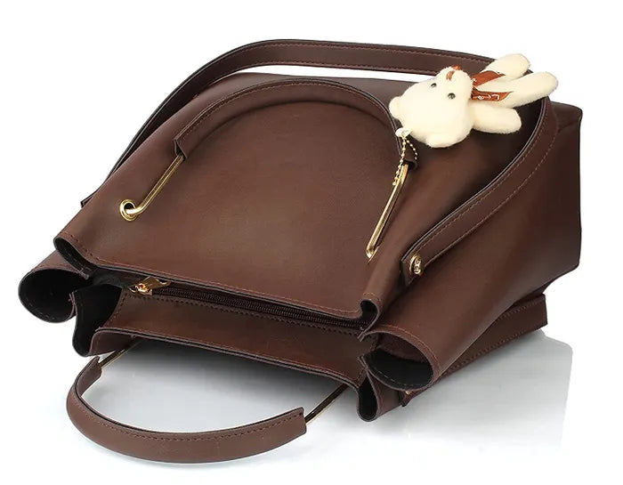 Women's PU Leather Handbag Combo (4-Teddy-Brown)