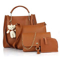Women's PU Leather Handbag Combo (4-Teddy-Tan)