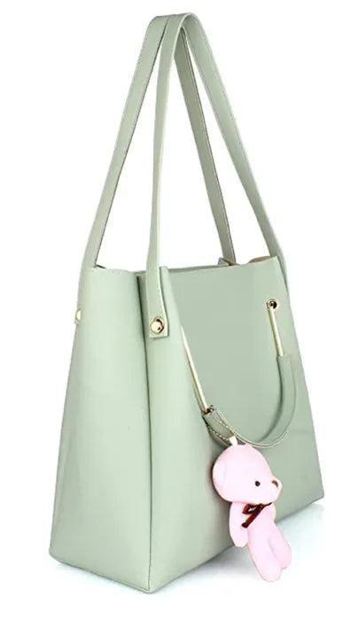 Women's PU Leather Handbag Combo (4-Teddy-Mint)