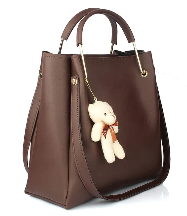 Women's PU Leather Handbag Combo (4-Teddy-Brown)